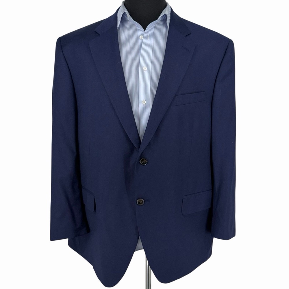 Peter Millar Mens Navy Blue 100% Wool 2-Button Suit Jacket Blazer Size 48R
